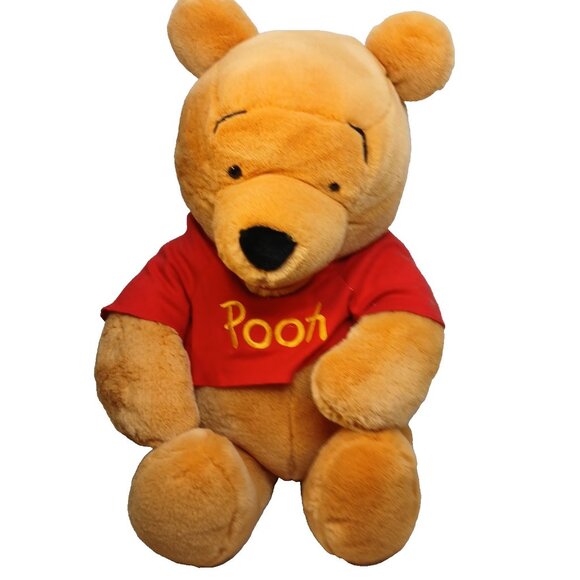 Large Disney Pooh Red Tshirt Plush Stuffed Animal 24" Preowned 19" Sitting - Picture 1 of 8